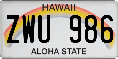 HI license plate ZWU986
