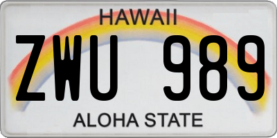 HI license plate ZWU989