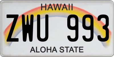 HI license plate ZWU993