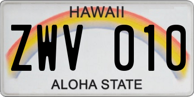 HI license plate ZWV010