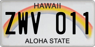 HI license plate ZWV011