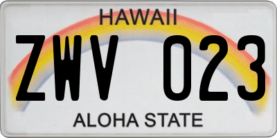 HI license plate ZWV023