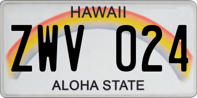 HI license plate ZWV024