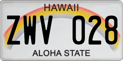 HI license plate ZWV028