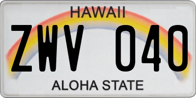 HI license plate ZWV040