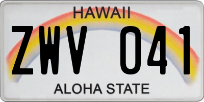 HI license plate ZWV041