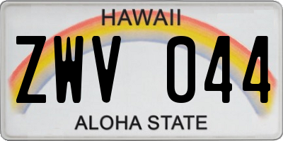 HI license plate ZWV044
