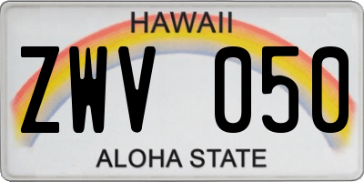 HI license plate ZWV050