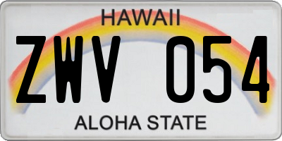 HI license plate ZWV054