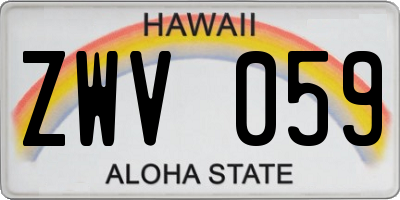 HI license plate ZWV059