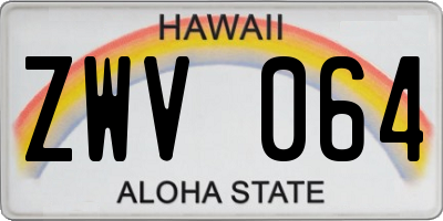 HI license plate ZWV064