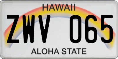 HI license plate ZWV065