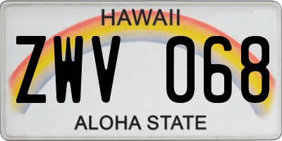 HI license plate ZWV068