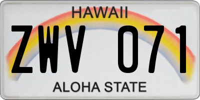HI license plate ZWV071