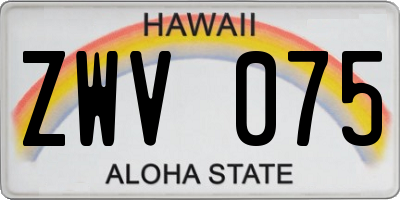 HI license plate ZWV075