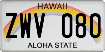 HI license plate ZWV080