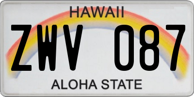 HI license plate ZWV087