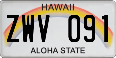 HI license plate ZWV091