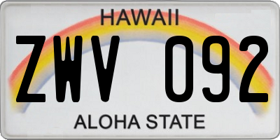 HI license plate ZWV092