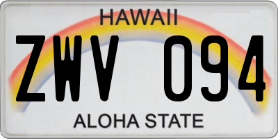 HI license plate ZWV094