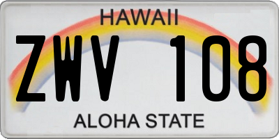 HI license plate ZWV108