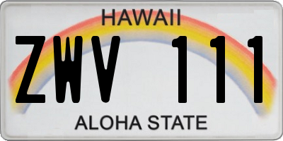 HI license plate ZWV111