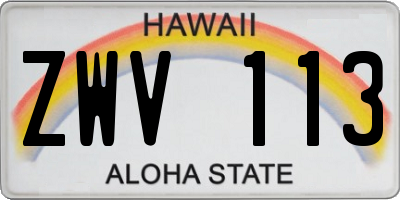 HI license plate ZWV113