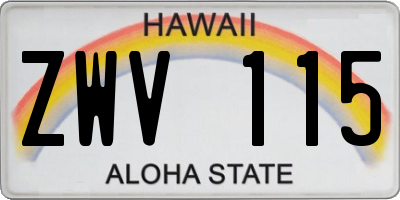 HI license plate ZWV115
