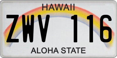 HI license plate ZWV116