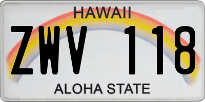 HI license plate ZWV118