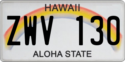 HI license plate ZWV130