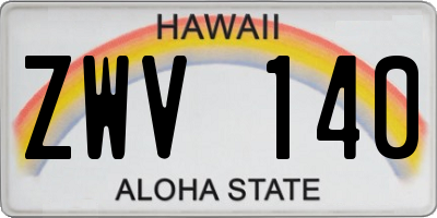 HI license plate ZWV140