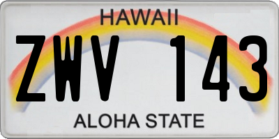 HI license plate ZWV143