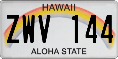 HI license plate ZWV144