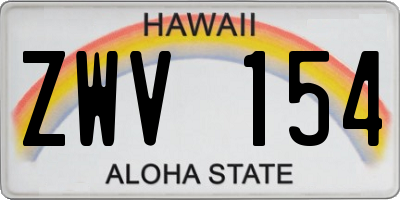 HI license plate ZWV154