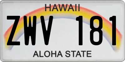 HI license plate ZWV181