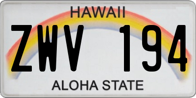 HI license plate ZWV194