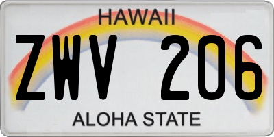 HI license plate ZWV206