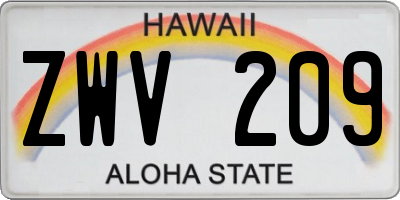 HI license plate ZWV209
