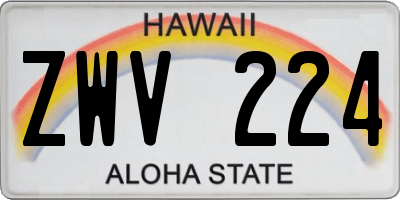 HI license plate ZWV224