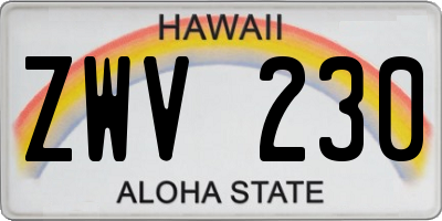 HI license plate ZWV230
