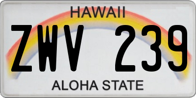 HI license plate ZWV239