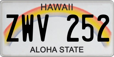 HI license plate ZWV252