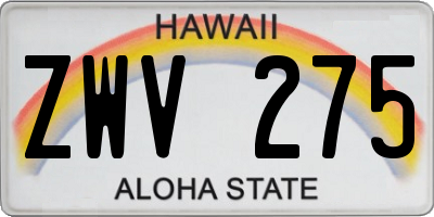 HI license plate ZWV275