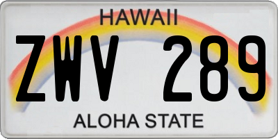 HI license plate ZWV289