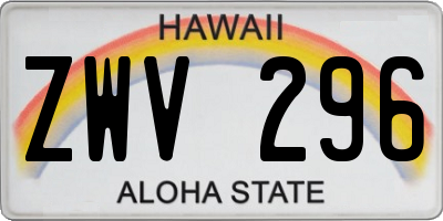 HI license plate ZWV296