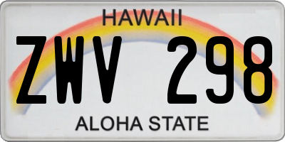 HI license plate ZWV298