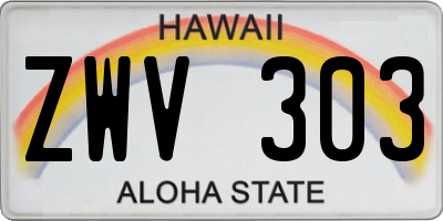HI license plate ZWV303