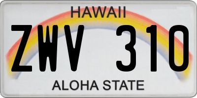 HI license plate ZWV310