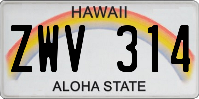 HI license plate ZWV314